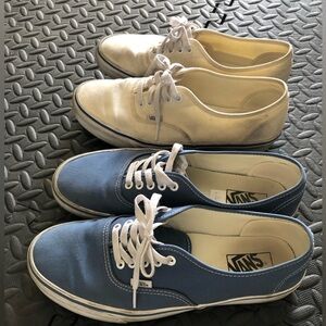 Vans Authentic 2 Pairs Blue & Cream Men’s Sz 10